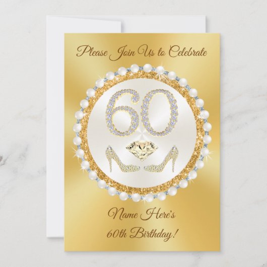 60エレガント番目の誕生日の招待状,カスタム 招待状 (正面)