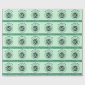 60エレガント番目の誕生日グリーングリッターとストライプ ラッピングペーパー (フラット)