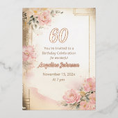 60エレガント番目の誕生日フォイル招待状 箔招待状 (正面)