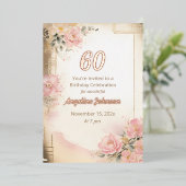 60エレガント番目の誕生日フォイル招待状 箔招待状 (立ち正面)