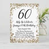 60エレガント番目の誕生日招待状金ゴールド 招待状 (スタンド正面)