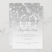 60エレガント番目の誕生日金ゴールド《写真》ぼけ味キラライト 招待状 (正面/裏面)