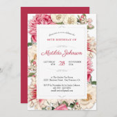 60エレガント番目誕生日フローラ植物学カスタム 招待状 (正面/裏面)