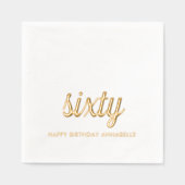 60エレガント誕生日ゴールドフォイルモダンナプキンス 箔ナプキン (正面)