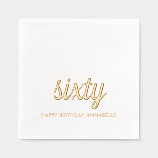 60エレガント誕生日ゴールドフォイルモダンナプキンス 箔ナプキン (正面)
