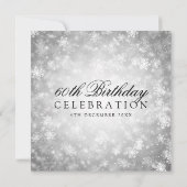 60エレガント誕生日シルバーウィンターワンダーランド 招待状 (裏面)