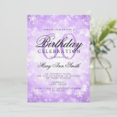60エレガント誕生日パープルウィンターワンダーランド 招待状 (スタンド正面)