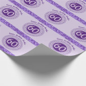 60エレガント誕生日パープルグリッター付ストライプき ラッピングペーパー (角)