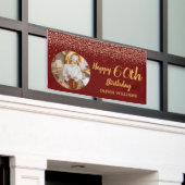 60エレガント誕生日ブルゴーニュ金ゴールドグリッター 横断幕 (ビルの外側)