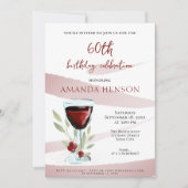 60エレガント誕生日レッドワインサプライズパーティー 招待状 (正面)