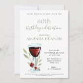 60エレガント誕生日レッドワインサプライズパーティー 招待状 (正面)