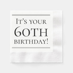 60エレガント誕生日紙ナプキンス 縁ありカクテルナプキン
