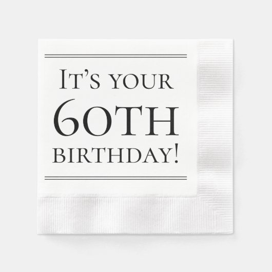 60エレガント誕生日紙ナプキンス 縁ありカクテルナプキン (正面)