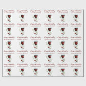 60エレガント誕生日赤ワイン ラッピングペーパー (フラット)