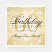 60エレガントth誕生日金ゴールドウィンターワンダーランド スタンダードランチョンナプキン (正面)