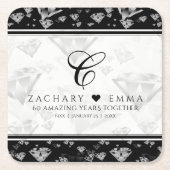 60エレガントth 75th Diamond結婚's Anniversary スクエアペーパーコースター (正面)