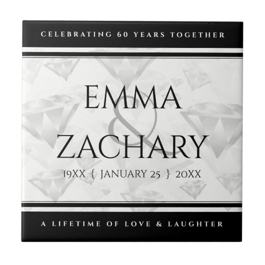 60エレガントth 75th Diamond結婚's Anniversary タイル (正面)