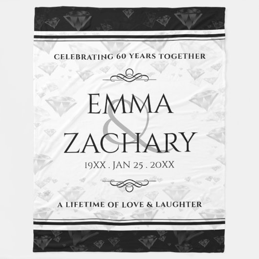 60エレガントth 75th Diamond結婚's Anniversary フリースブランケット (正面)