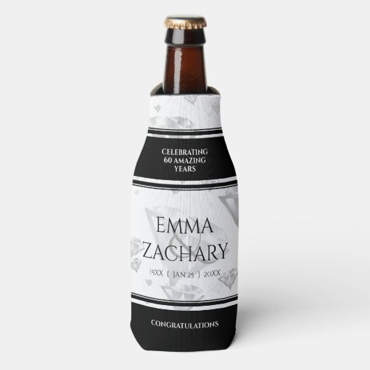 60エレガントth 75th Diamond結婚's Anniversary ボトルクーラー (ボトル正面)