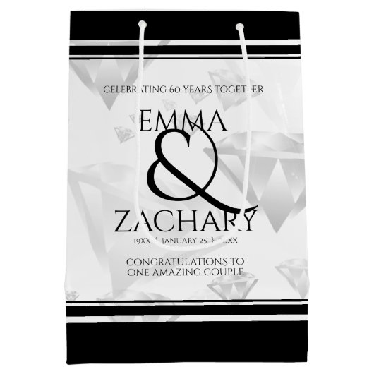 60エレガントth 75th Diamond結婚's Anniversary ミディアムペーパーバッグ (裏面)