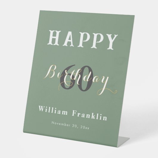 60エレガントth birthday party decoのペデスタルのサイン 台座サイン (正面)