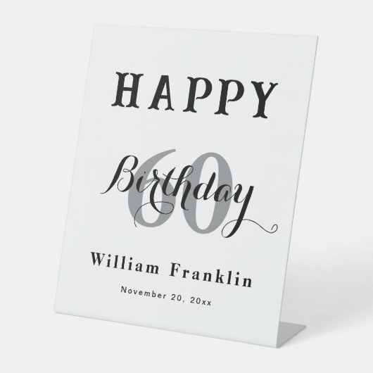 60エレガントth birthday party decoのペデスタルのサイン 台座サイン (正面)