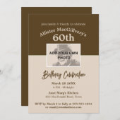 60カジュアル番目の誕生日招待状（写真あり） – ブラウン 招待状 (正面/裏面)