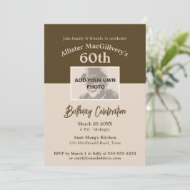 60カジュアル番目の誕生日招待状(写真あり) – ブラウン 招待状