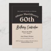 60カジュアル誕生日招待状for Him – ブラック 招待状 (正面/裏面)