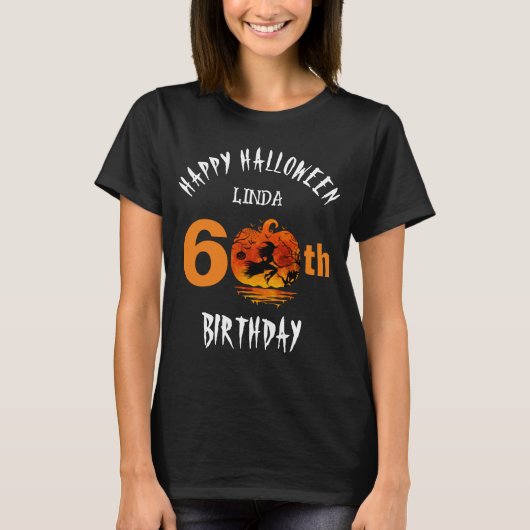 60カスタム番目の誕生日ハッピーハローウィンパーティー Tシャツ (正面)