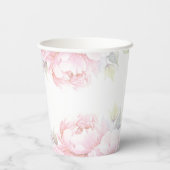 60カスタム番目の誕生日フローラピンク金ゴールドグリッター 紙コップ (裏面)