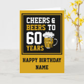 60カスタム番目の誕生日応援とビールから60年 カード (黄色い花)