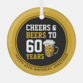 60カスタム番目の誕生日応援とビールから60年 ガラスオーナメント (正面)