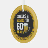 60カスタム番目の誕生日応援とビールから60年 ガラスオーナメント (正面左)