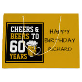 60カスタム番目の誕生日応援とビールから60年 ラージペーパーバッグ (正面)