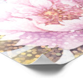 60カスタム番目の誕生日金ゴールドグリッターピンク牡丹 ポスター (角)