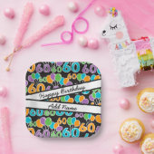 60カラフル番目の誕生日パーソナライズされた名 ペーパープレート (パーティー)