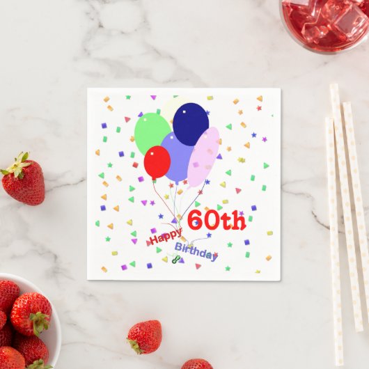 60カラフル番目の誕生日 スタンダードカクテルナプキン (インサイチュ)