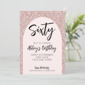 60グリッターバラ金ゴールドアーチ誕生日招待状 招待状 (スタンド正面)