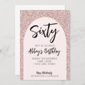 60グリッターバラ金ゴールドアーチ誕生日招待状 招待状 (正面/裏面)