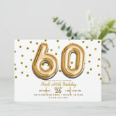 60ゴールドバルーンと紙吹雪 60歳の誕生日パーティー 招待状 (スタンド正面)