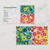 60サイケデリックs赤緑の花柄 名刺 (正面/裏面)
