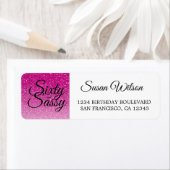 60サッシピンクグリッター60誕生日差出人住所 ラベル (インサイチュ)