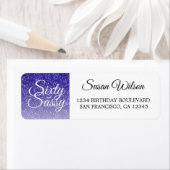 60サッシブルーグリッター60th誕生日差出人住所 ラベル (インサイチュ)