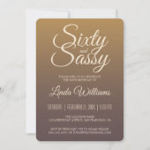 60サッシー·金ゴールド·ブルゴグラデーションンディ第60回誕生日パーティー 招待状 (正面)