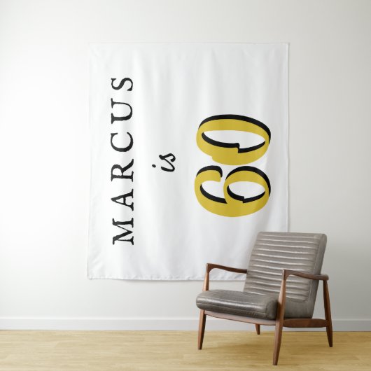 60シンプル番目の誕生日名年齢パーティー背景 タペストリー (インサイチュ)