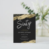 60スクリプエレガントトブラックと金ゴールド誕生日 招待状 (スタンド正面)