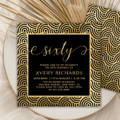 60スクリプエレガントト黒番と金ゴールド60誕生日 招待状