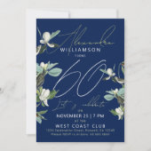 60スクリプスタイリッシュトモダンブルーフローラ招待状 シーズンカード (正面)
