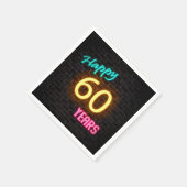 60ネオン白熱［赤熱］光を放つサイン入りレンガ壁 スタンダードカクテルナプキン (角)